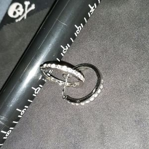 Earrings, costume jewelry, silver with crystal gems